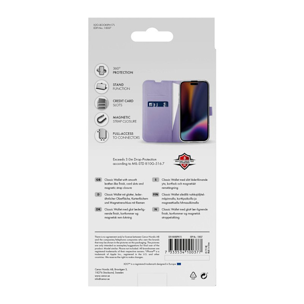 X2O Classic Wallet Plånboksfodral Apple iPhone 17 Lavender