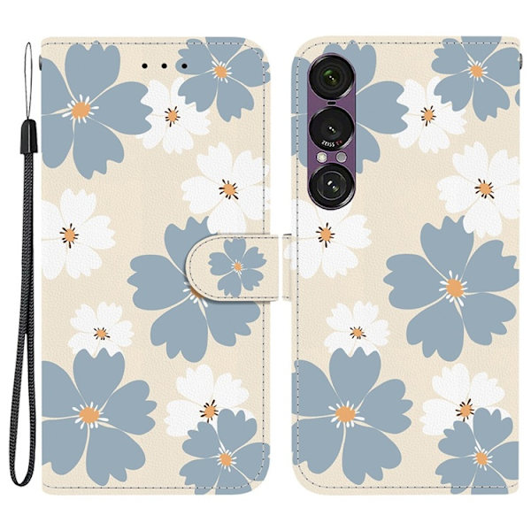 Sony Xperia 1 VII Konstläder Plånboksfodral Pattern Printing - Daisy Blå