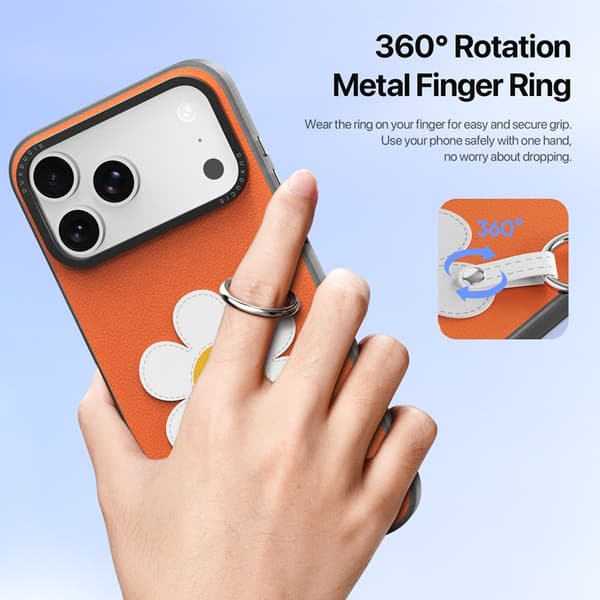 DUX DUCIS Mobilskal till iPhone 17 Pro Max Fingerring/Rem Luvy Series Orange