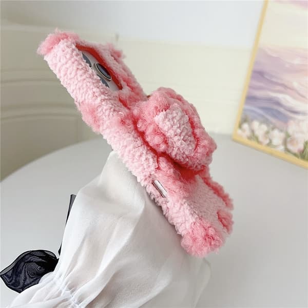 Mobilskal till iPhone 17 Pro Max 3D Heart Plush TPU Winter Warm - Blå Blå