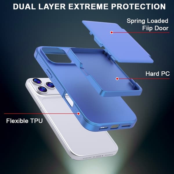 Mobilskal till iPhone 17 Pro Korthållare Mirror Kickstand - Blå Blå