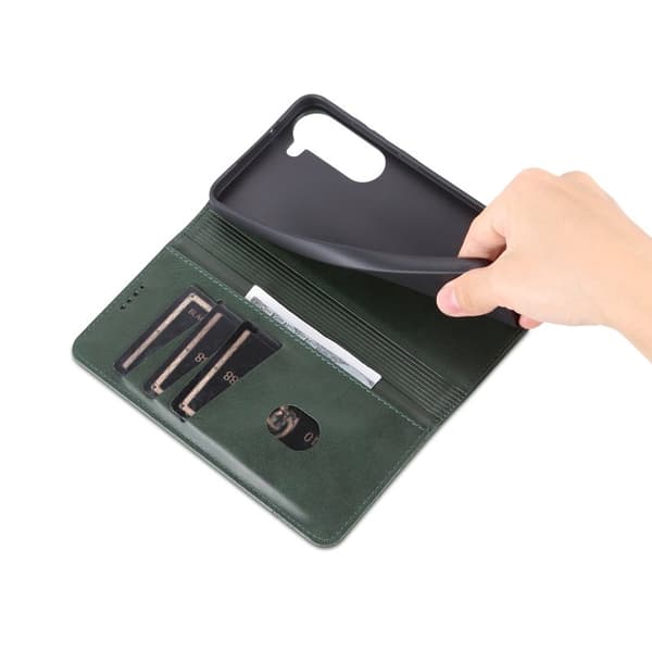 AZNS Samsung Galaxy S24 Plånboksfodral Konstläder+TPU - Grön