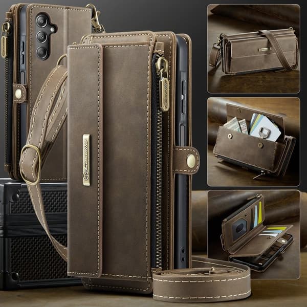 CASEME Samsung Galaxy A16 5G Plånboksfodral Konstläder Brun