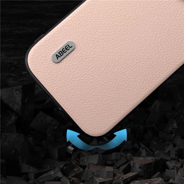 ABEEL Mobilskal till iPhone 15 Äkta Läder Litchi - Rosa Rosa