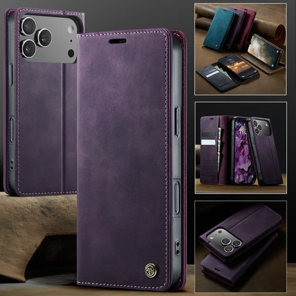 Caseme iPhone 17 Pro Max Plånboksfodral RFID-Skydd 033 Lila