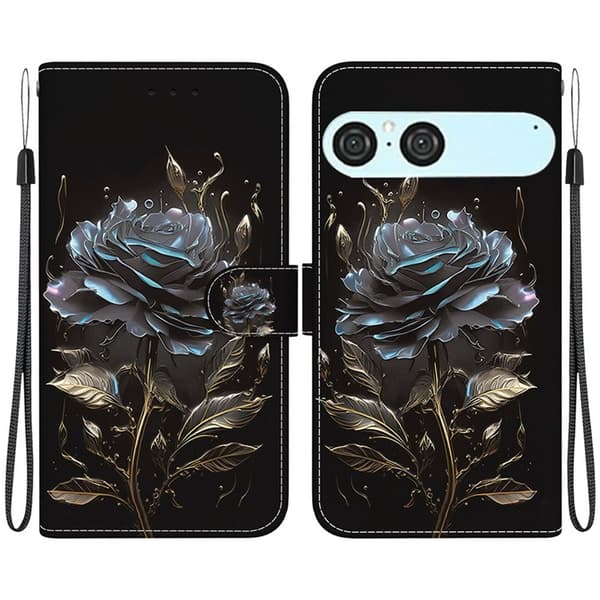 Sony Xperia 10 VII Konstläder Plånboksfodral Pattern Printing - Svart Rosa Svart