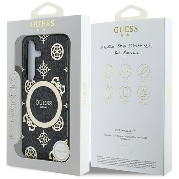 Guess Telefontaske til Galaxy S25 MagSafe Guld Galvaniseret Peony - Sort Black