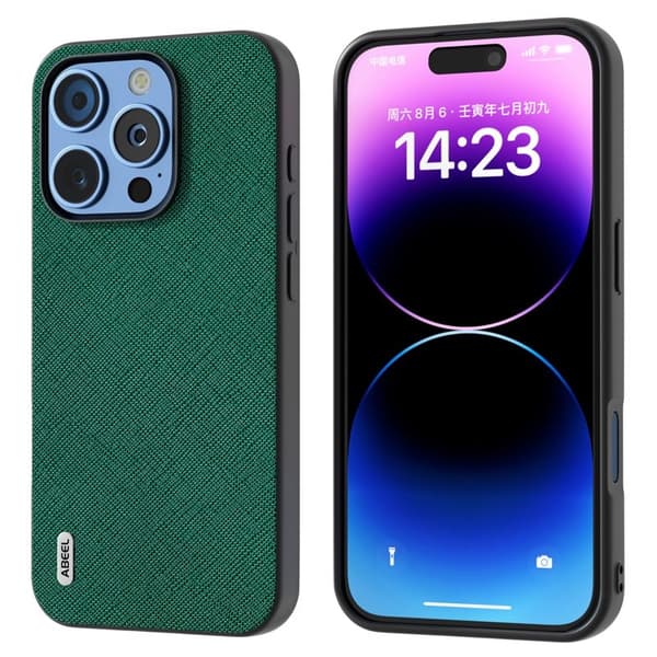 ABEEL Mobilskal till iPhone 16 Pro Äkta Läder Hybrid Grön