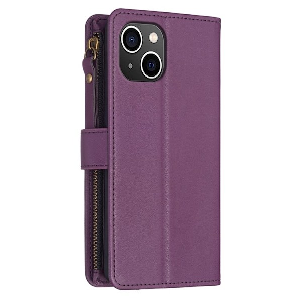 iPhone 15 Plus Plånboksfodral Zipper Flip - Lavender Lila