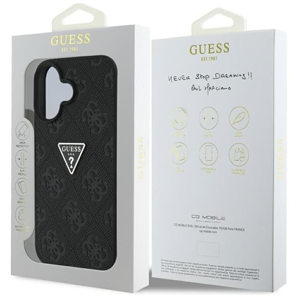 Guess telefontaske til iPhone 16 Hot Stamp 4G Triangle Logo - Sort Black
