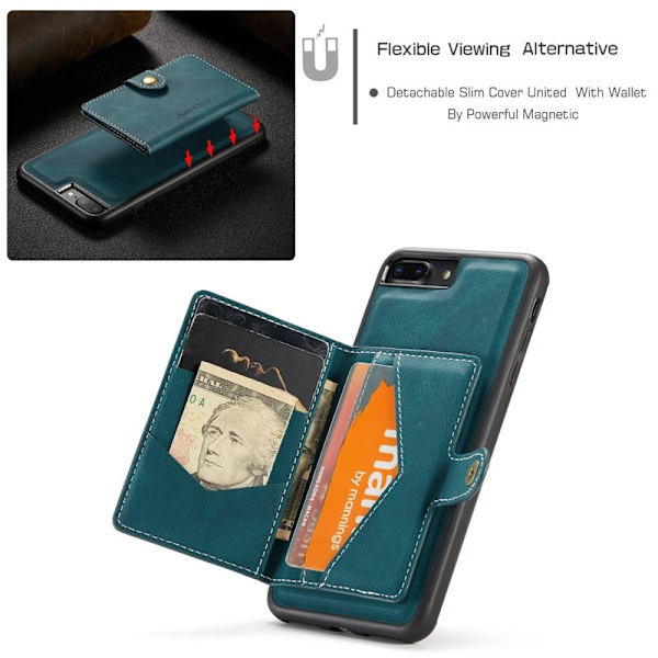 JEEHOOD iPhone 7 Plus/8 Plus Plånboksfodral Konstläder TPU Grön