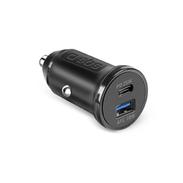 SBS Billaddare USB-A Till USB-C 25W Power Delivery - Svart Svart