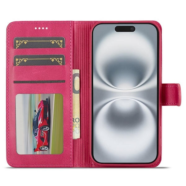LC.IMEEKE iPhone 17 Plånboksfodral Calf Texture Konstläder - Rosa