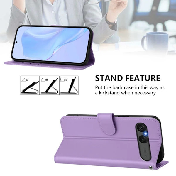 Sony Xperia 10 VII Plånboksfodral Solid color Konstläder - Lavender Lila