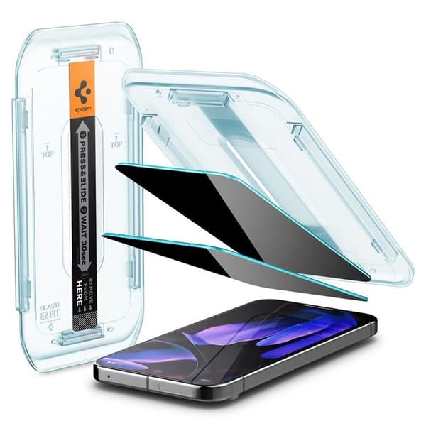 Spigen [2-Pack] Google Pixel 9/9 Pro Skärmskydd Härdat Glas EZ-FIT Svart