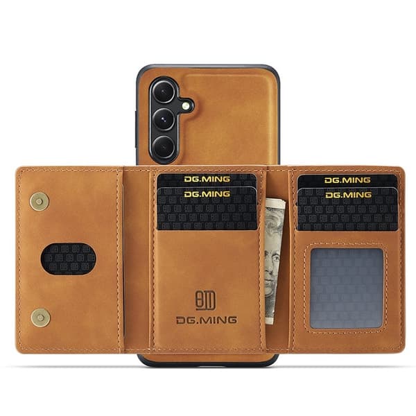 DG.MING M2 Series Samsung Galaxy S23 FE Plånboksfodral Konstläder Brun