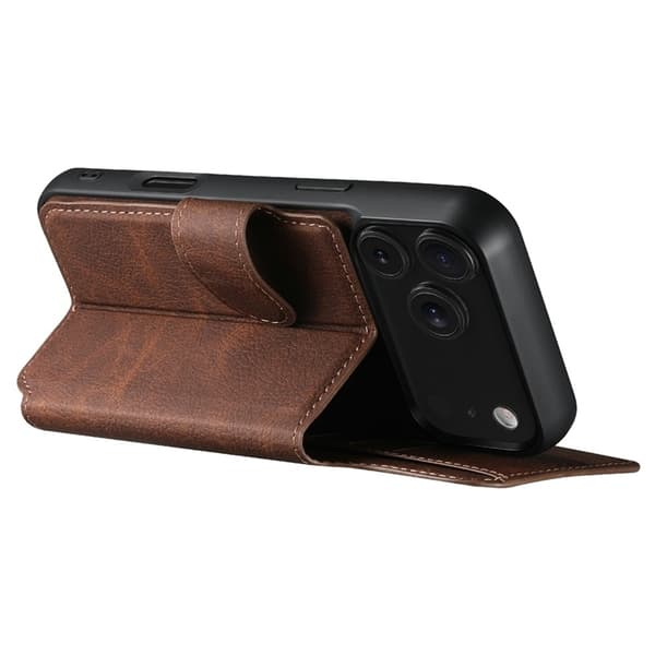 SUTENI iPhone 17 Pro Konstläder Plånboksfodral Detachable Q-05 - Brun Brun