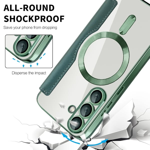 Galaxy S25 Plånboksfodral MagSafe RFID-Skydd - Grön Grön