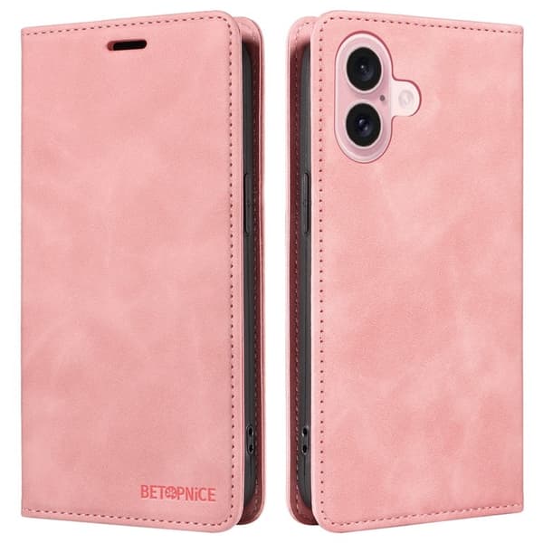 BETOPNICE 003 iPhone 16 Plånboksfodral i Konstläder - Rosa