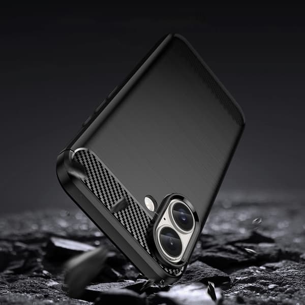 Mobilskal till iPhone 16 Plus Silikon Carbon - Svart Svart
