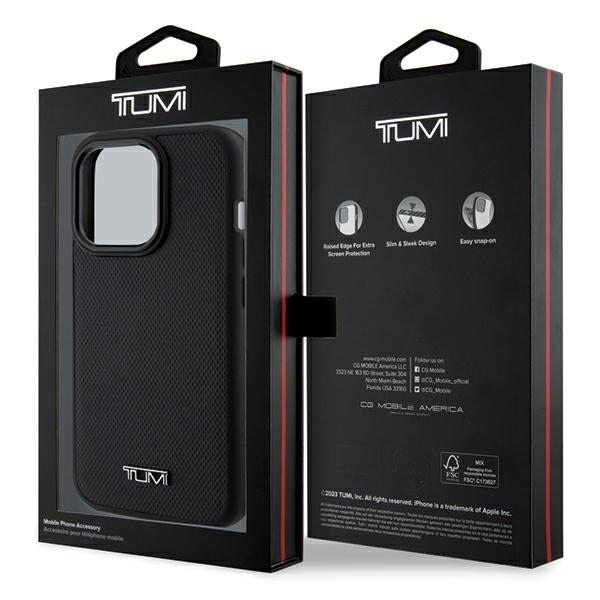 Tumi Mobilskal till iPhone 15 Pro MagSafe Leather Ballistic Pattern - Svart