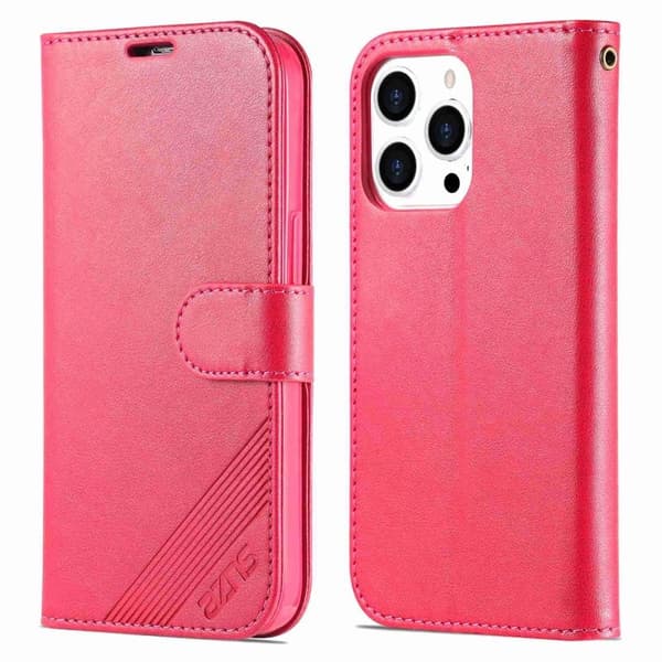 AZNS Flip Plånboksfodral iPhone 14 Pro 6.1 tum - Röd Konstläder