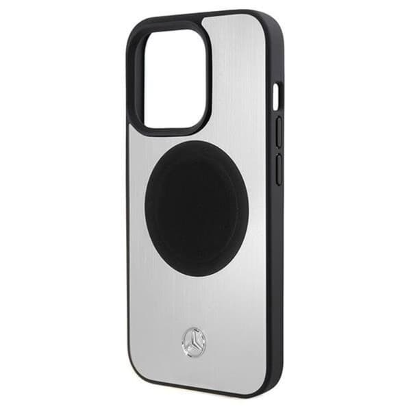 Mercedes Mobilskal till iPhone 15 Pro MagSafe Läder & Alu - Silver