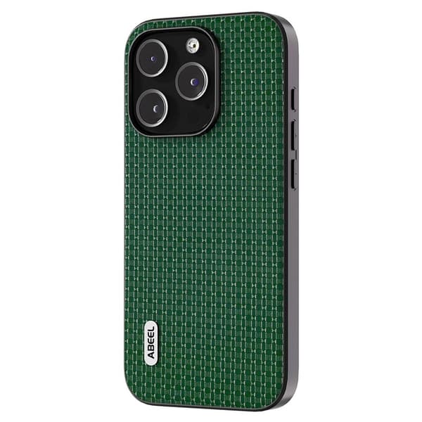 ABEEL iPhone 14 Pro Max Plånboksfodral Äkta Läder Coated PC+TPU Grön