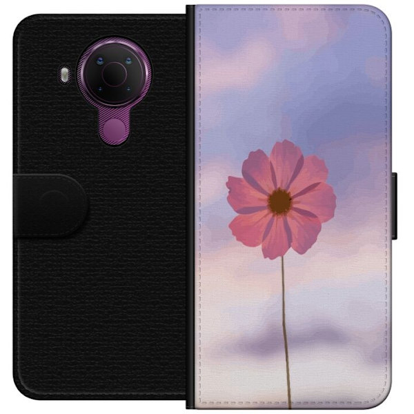 Pungcover til Nokia 5.4 med lyserød blomst