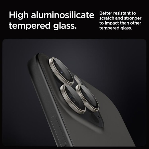 [2-PACK] Spigen iPhone 15 Pro/15 Pro Max Kameralinsskydd i Härdat Glas Svart