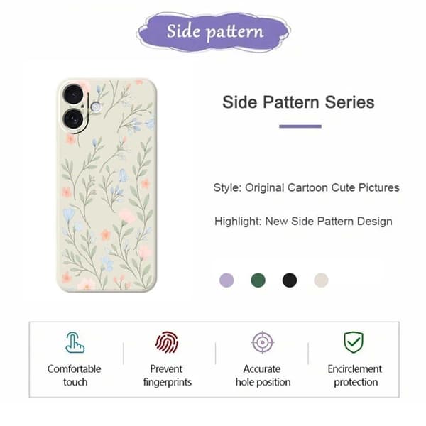 Mobilskal till iPhone 17 Rosa Blue Flowers Pattern TPU - Beige Beige