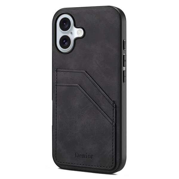 DENIOR Mobilskal till iPhone 16 Plus PU Läder + TPU + PC - Svart