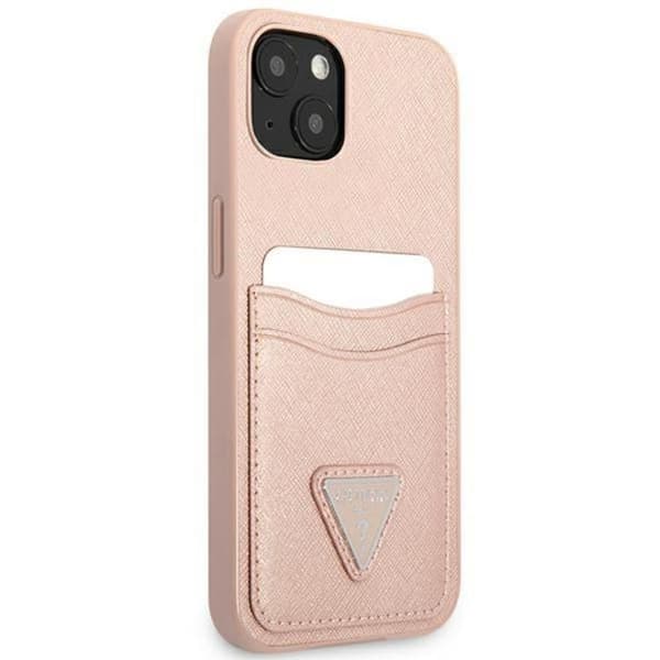 Guess iPhone Mini Kuori Korttikotelo Saffiano Triangle Logo - Pinkki Rosa