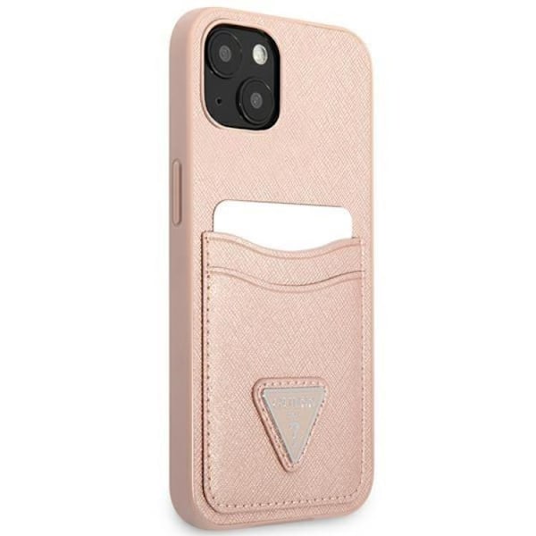 Guess iPhone Mini Skal Korthållare Saffiano Triangle Logo - Rosa