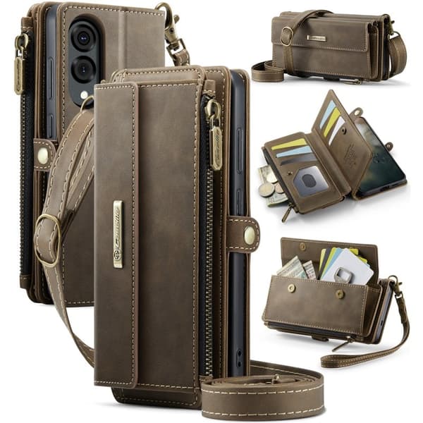 CASEME Samsung Galaxy S25 Edge Plånboksfodral Konstläder Brun