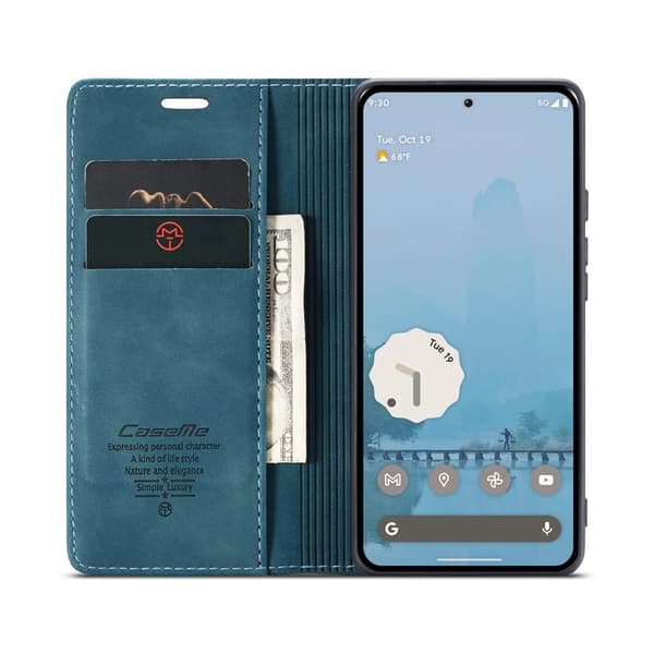 CASEME 013 Mobilskal till Google Pixel 9 Pro XL med Kortfack Konstläder Blå