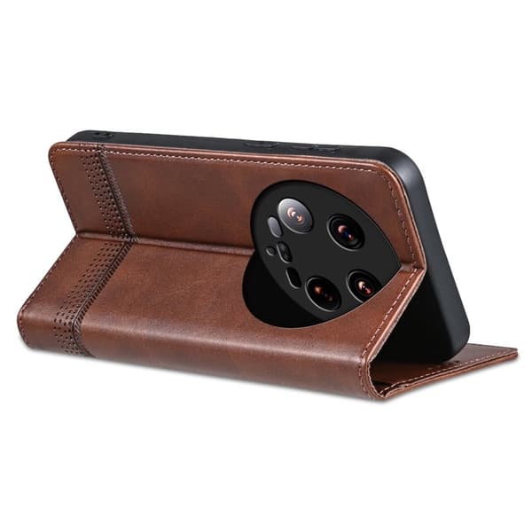 AZNS Xiaomi 14 Ultra Plånboksfodral Konstläder - Brun