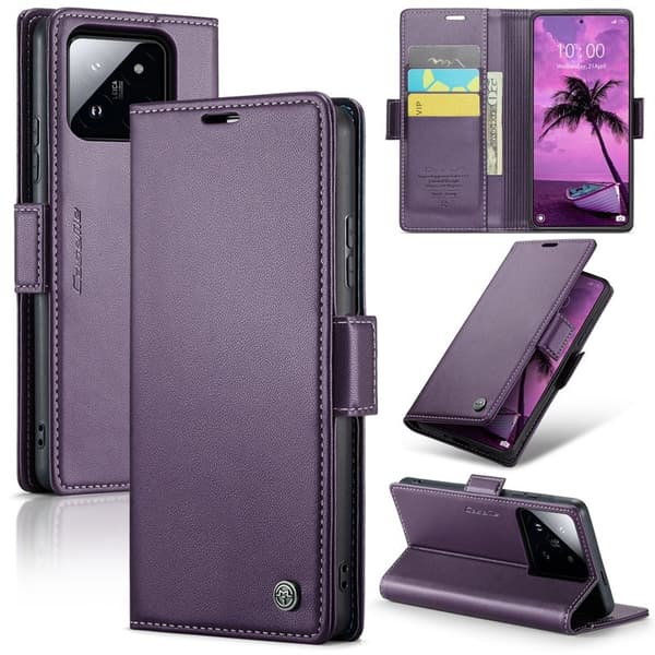 CASEME Xiaomi 14 Pro Plånboksfodral Konstläder RFID-Skydd Lila