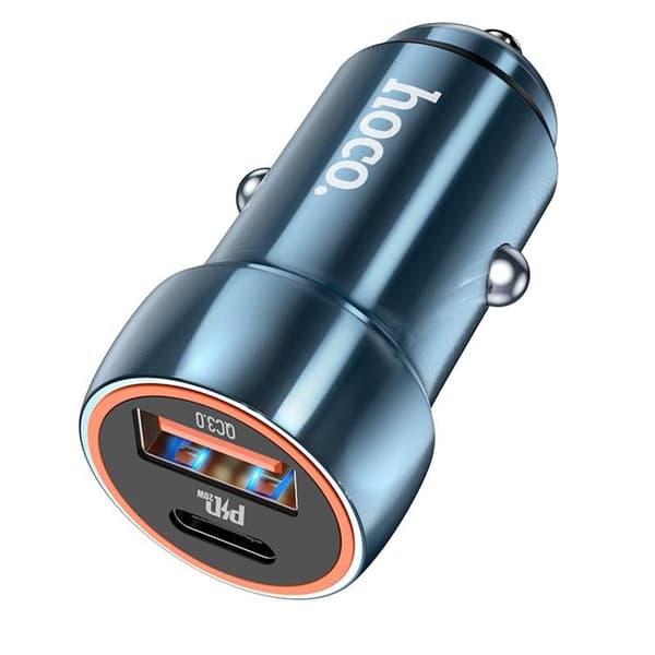 Hoco Biloplader 20W USB-A/USB-C Z46A - Safir Blå Blå