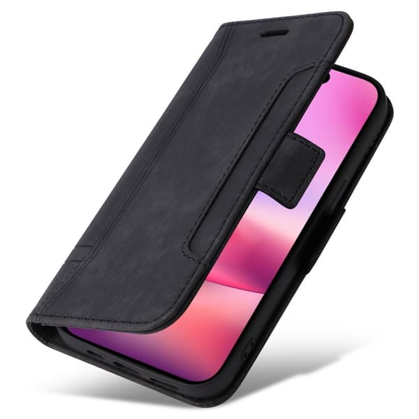 BETOPNICE 001 iPhone 16 Plånboksfodral Konstläder - Svart