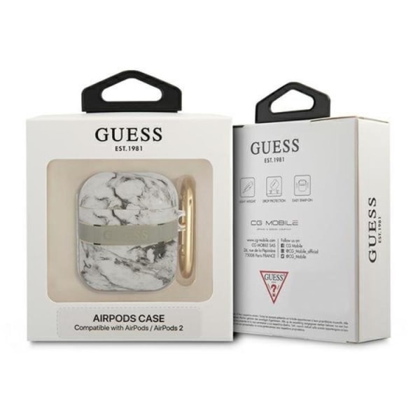 Guess Airpods Skal Marble Strap Collection - Harmaa