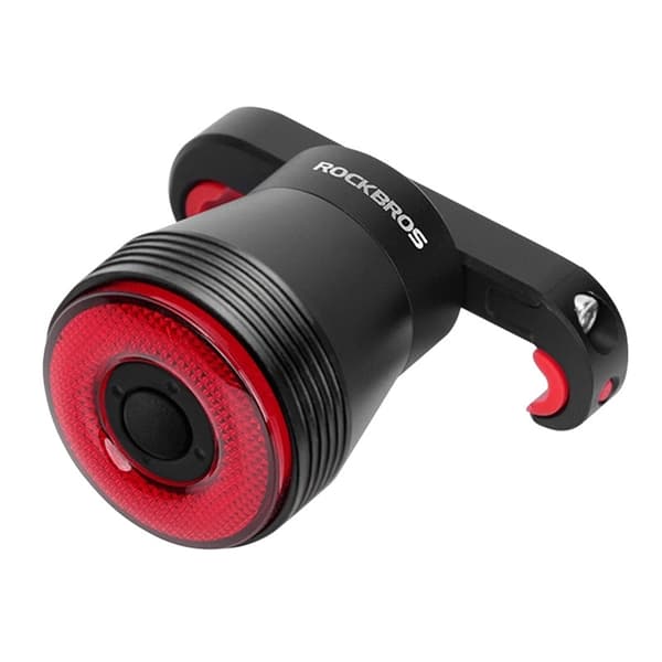Rockbros Q5 Bagcykel Lys Med Intelligent Stop System - Sort Svart