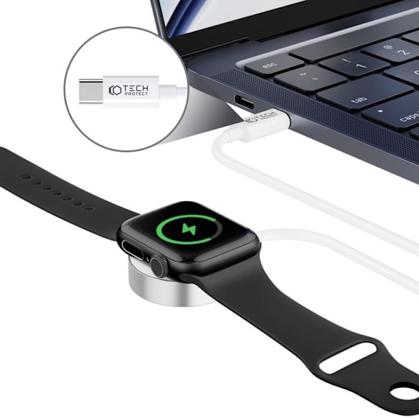 Tech-Protect Apple Watch Magnetic Laddare Type-C 120cm - Vit Vit