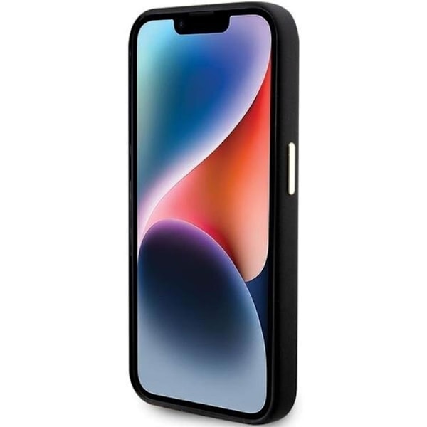 Guess Mobilskal till iPhone 15 Pro Max Silikon Script Metal Logo Svart