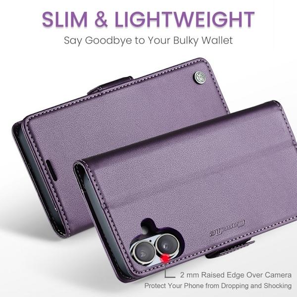 CASEME iPhone 16 Plånboksfodral Konstläder RFID-Skydd Lila