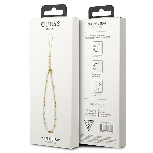 Guess Mobile Strap Heishi Beads - Hvid