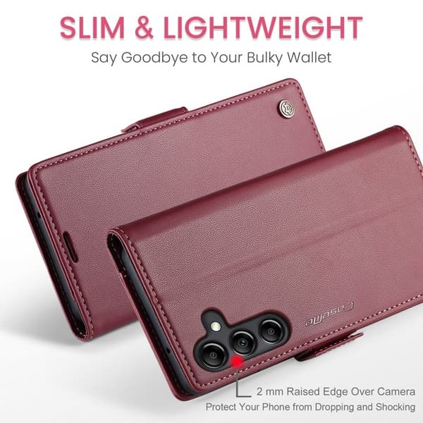 CASEME Plånboksfodral Konstläder för Samsung Galaxy A14 5G - Röd