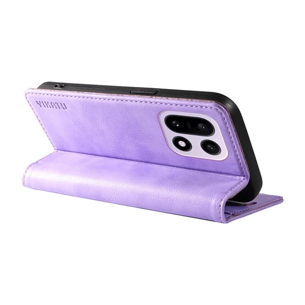 YIKATU OnePlus 15 Plånboksfodral Litchi Closure Konstläder Lila