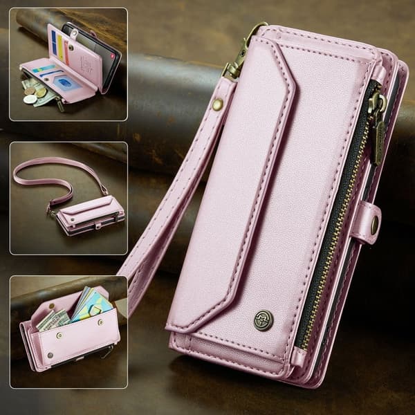 CASEME Plånboksfodral Konstläder för Samsung Galaxy S25+ - Rosa