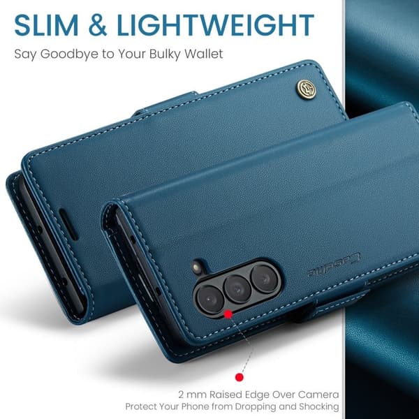 CASEME Plånboksfodral Konstläder för Samsung Galaxy Z Fold5 5G - Blå
